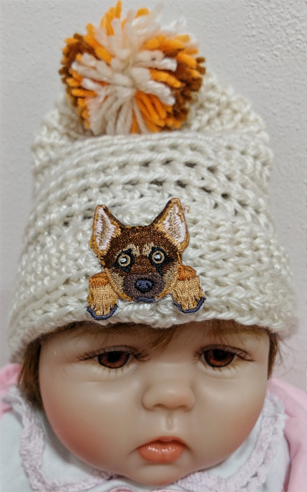 Crochet Infant Hat with Dog Patch