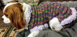 Faux Fur lined Crochet Dog Sweater