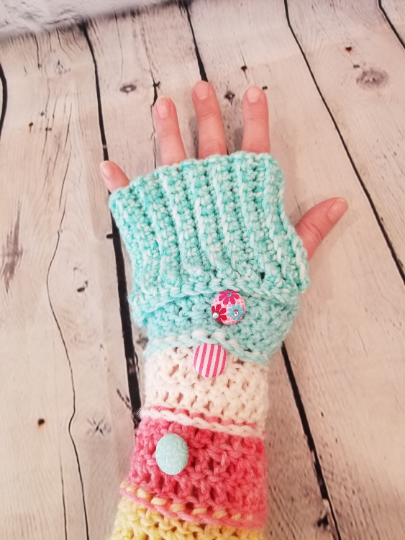 Peaceful in Pastel Hat and Arm Warmers Set