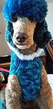 Load image into Gallery viewer, Beautiful Blues Crochet Dog Sweater/Hoodie -  fit for a Standard Poodle
